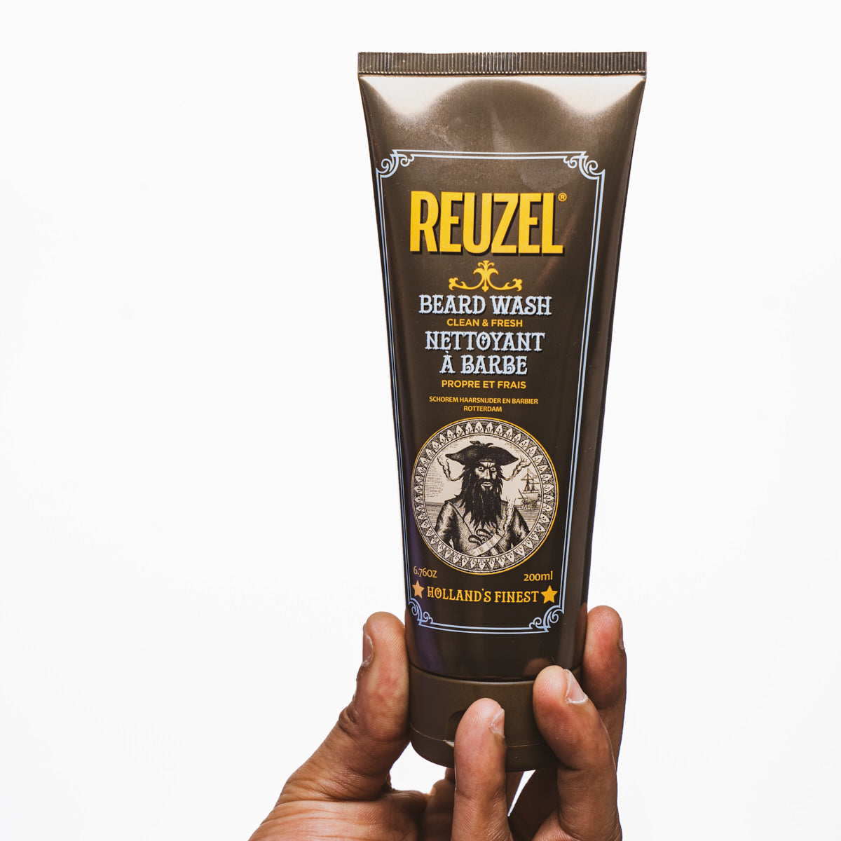 Reuzel Clean & Fresh Beard Wash bottle with label, natural beard grooming product for clean, refreshed facial hair.