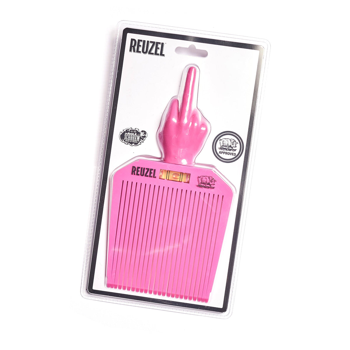 Reuzel Bird Flat Top Comb in packaging, showcasing a sleek, black plastic comb with flat top design for grooming and styling.