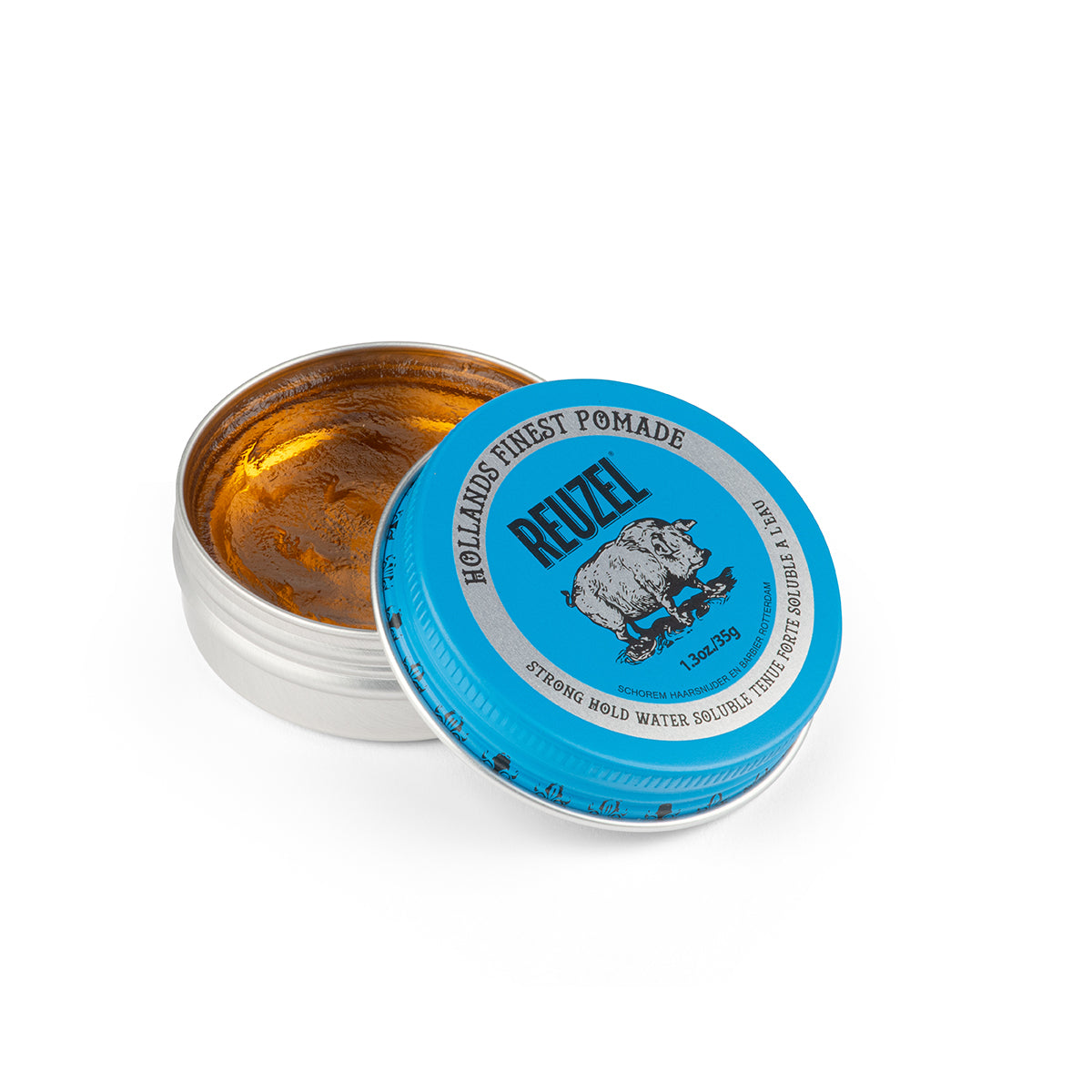 Blue Reuzel Pomade in 35g jar, showing the classic blue container and product label for styling and hold.