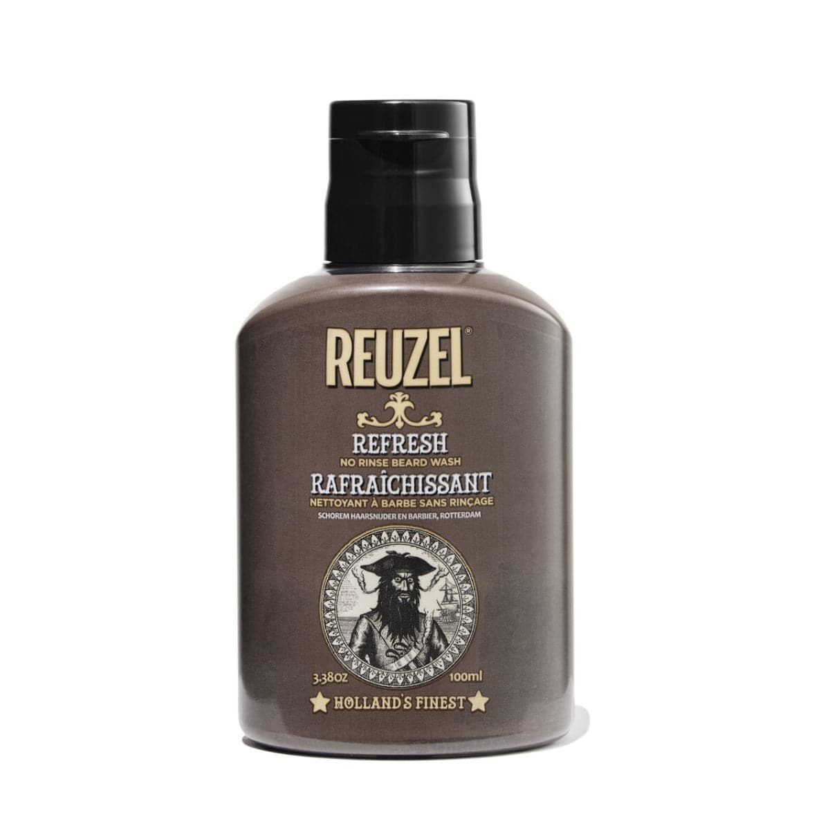 Reuzel Refresh No Rinse Beard Wash in 100ml bottle, natural beard grooming product with clean, refreshing formula for daily use.