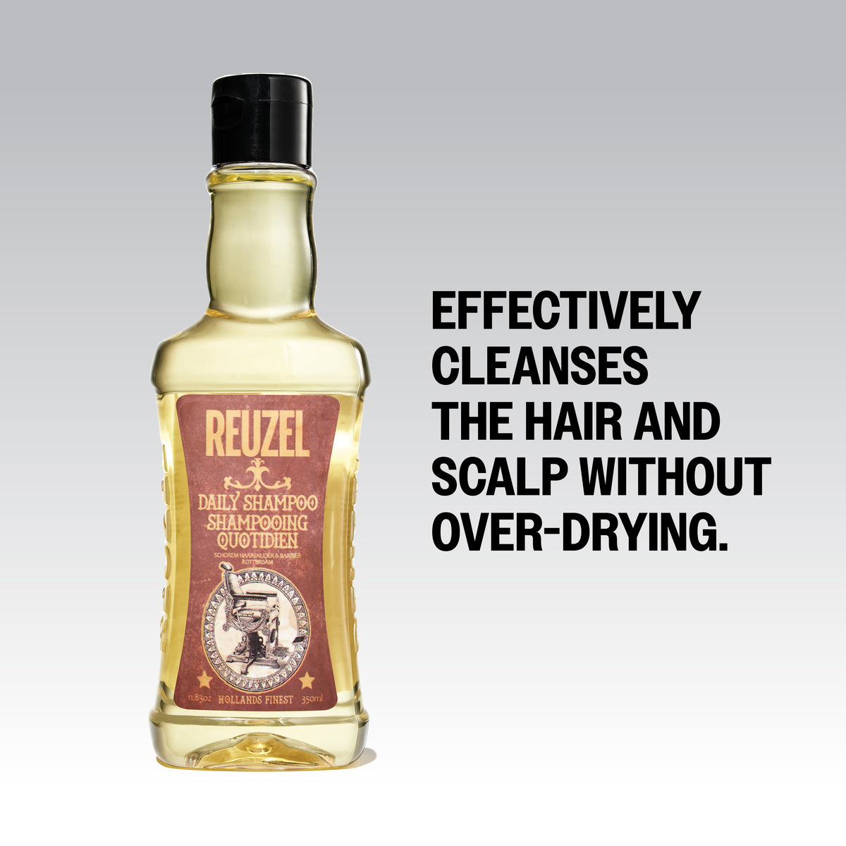 Reuzel Road Trip To Go Daily Shampoo in a sleek bottle, designed for convenient daily hair cleansing.